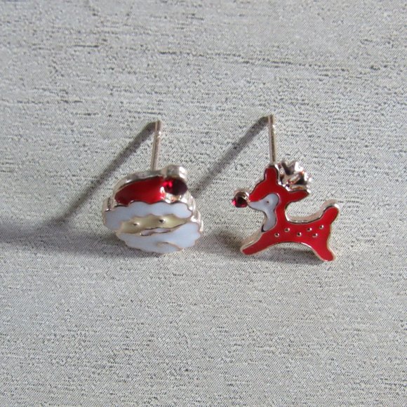 Santa Claus Rudolph Christmas earrings Season Greeting Happy Holidays - Picture 6 of 11